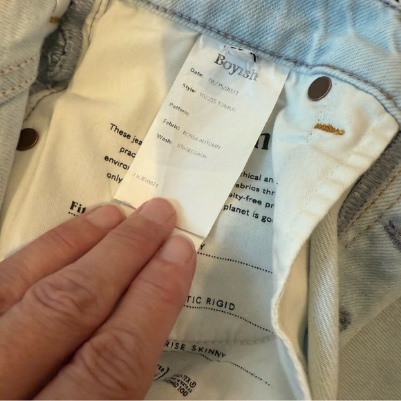 NWT Boyish The Billy High Rise Skinny Tommy Style Stagecoach Wash Raw Hem Jeans - Picture 7 of 11